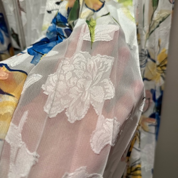 Alex Marie NWT Floral Halter Dress Semi Sheer, Chain Detail High Low Chiffon 2 - Picture 13 of 16